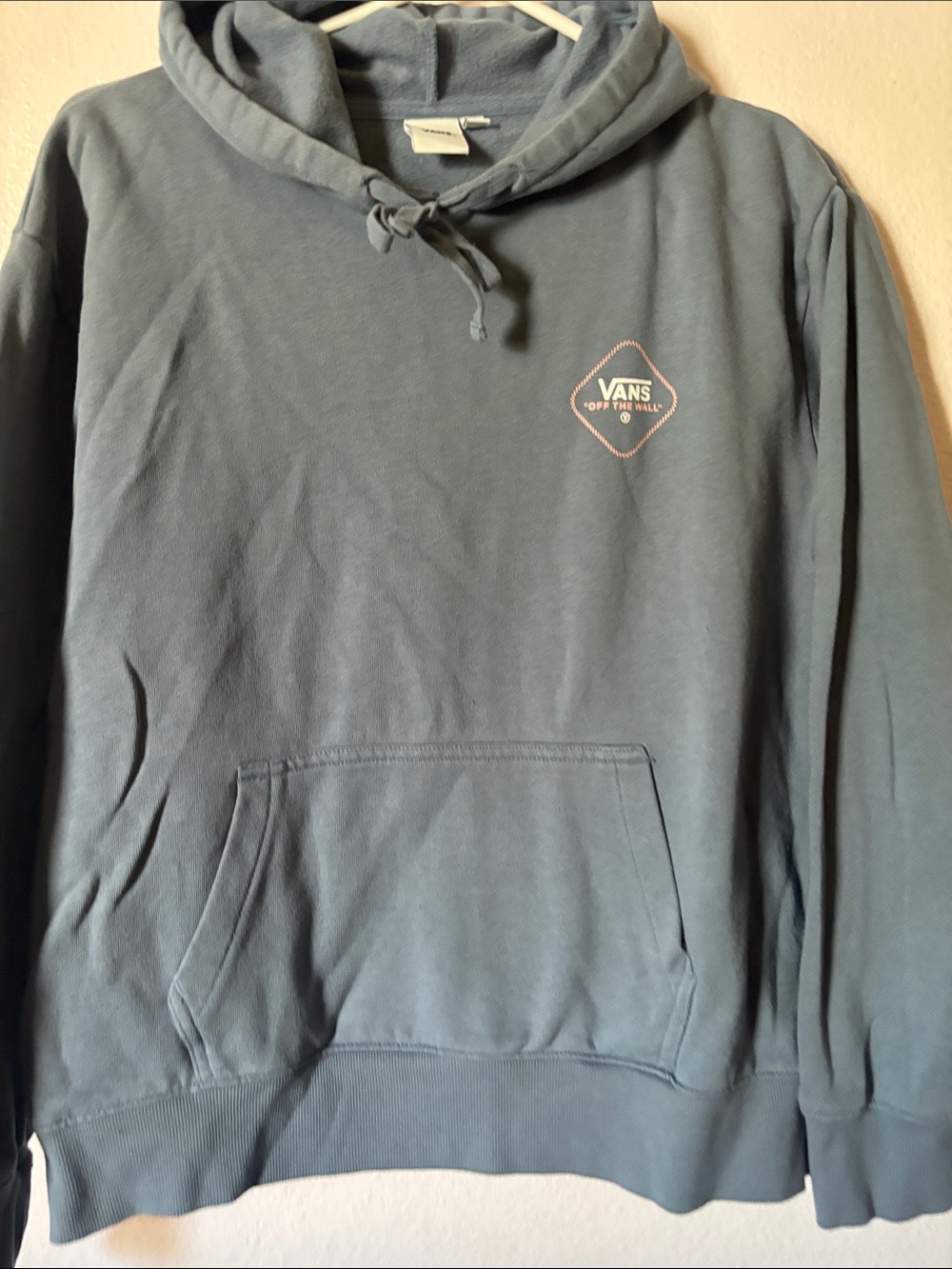 Vans Off The Wall Classic Pullover Hoodie Sweatshirt Blue and Pink, Size M